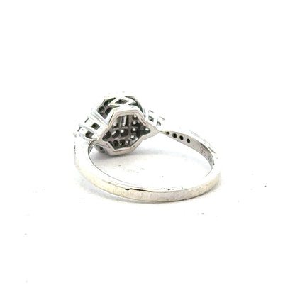 9ct white gold diamond ring with 0.35 carat center stone, size J, showcasing a sleek and elegant design.