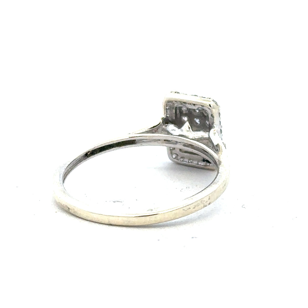 9ct white gold diamond ring with 0.36 carats of diamonds, size S, featuring a sleek, elegant design.