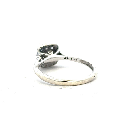 9ct white gold diamond ring with 0.40 carats, size P, featuring a sleek elegant design and sparkling diamonds.