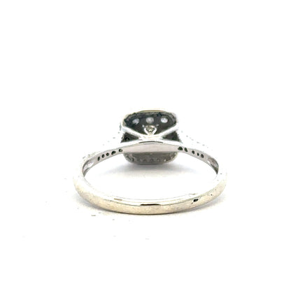 9ct white gold diamond ring with 0.40 carats, size P, featuring a sparkling central diamond and elegant band design.