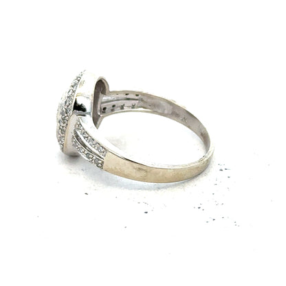 9ct white gold diamond ring with 1/2 carat total weight, size P, featuring a sparkling diamond setting.