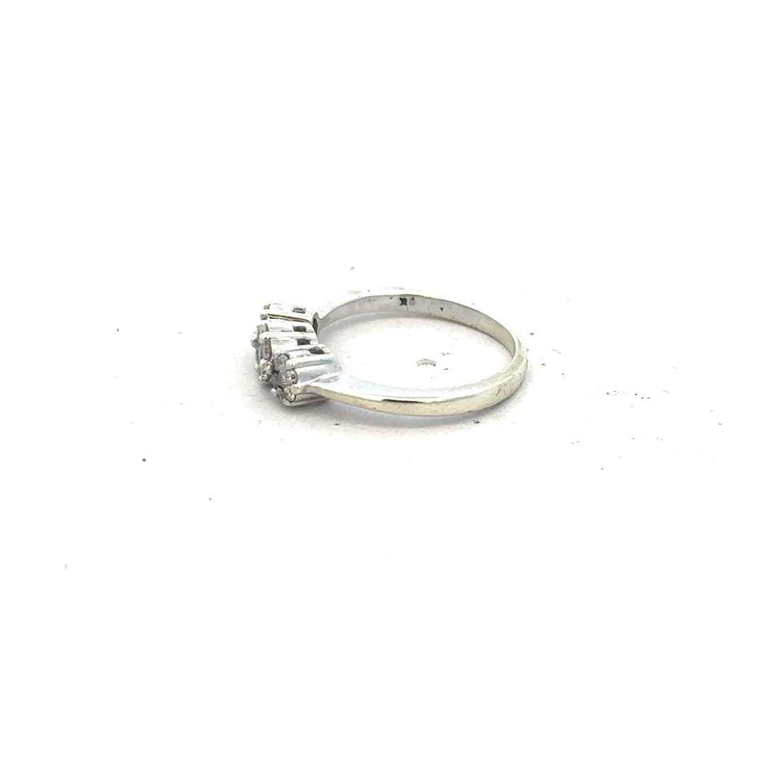 9ct white gold diamond ring with 25pts sparkly diamonds in size I1/2, featuring a sleek and elegant design.
