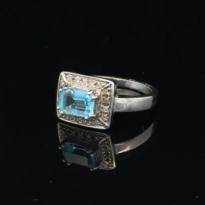 9ct white gold and diamond ring in size L, featuring a sleek design with sparkling diamonds and a polished band.