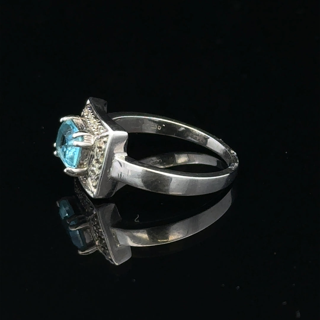 9ct white gold and diamond ring in size L, featuring a delicate band with sparkling diamonds and elegant craftsmanship.