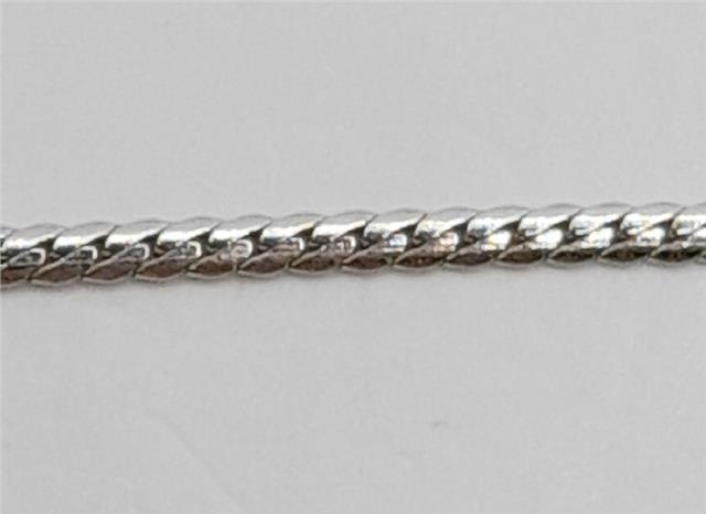 9ct white gold chain, 17-inch length, 5.1g, unbranded, with a classic link design, shown in a close-up image.