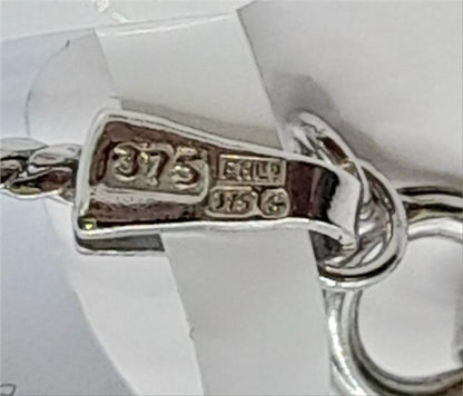 9ct white gold chain, 17-inch length, 5.1g, unbranded jewelry accessory, showcasing a smooth, polished design.