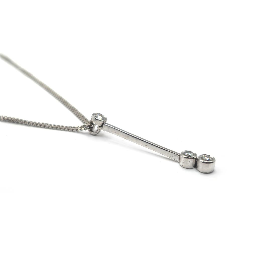 9ct white gold chain with 18ct white gold diamond pendant, featuring sparkling diamonds and a delicate design.