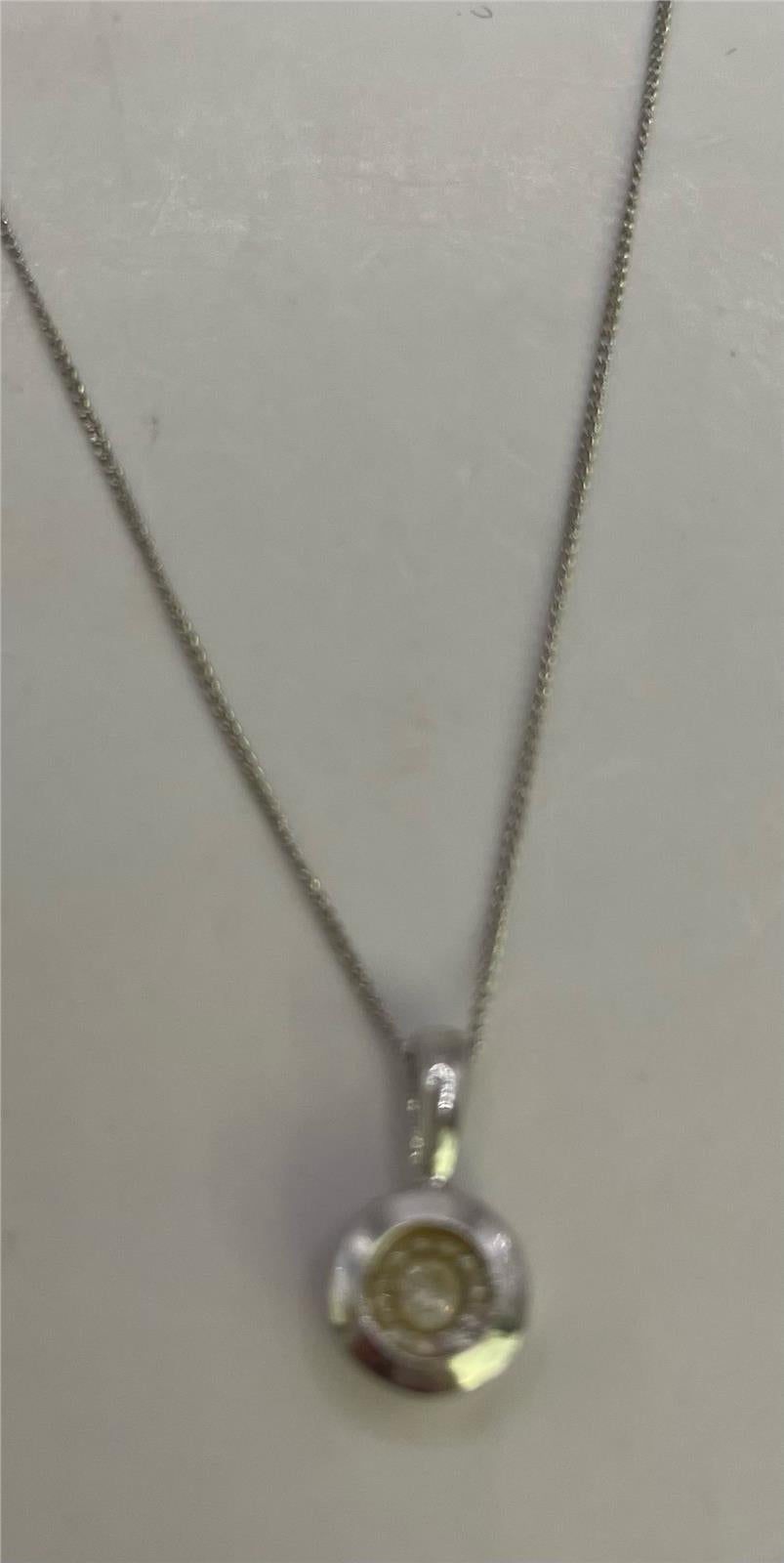 9ct white gold chain with pendant, unbranded jewelry accessory, showcasing a delicate chain and elegant pendant design.