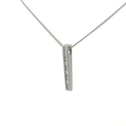 9ct white gold chain with 18ct diamond pendant featuring 0.25 carats of sparkling diamonds, elegant jewelry accessory.
