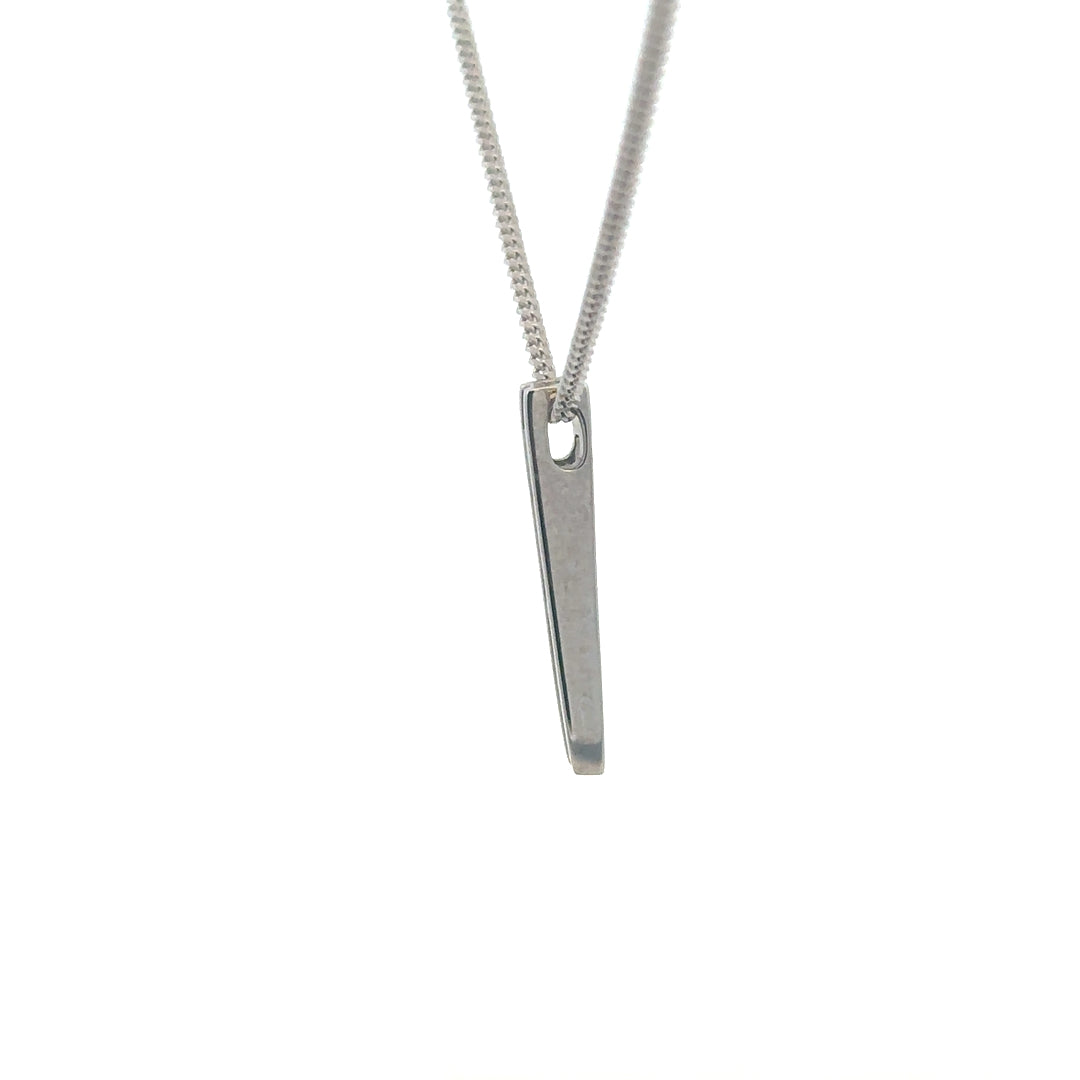 9ct white gold chain with an 18ct gold pendant featuring a 0.25 carat diamond, showcasing elegant jewelry design.