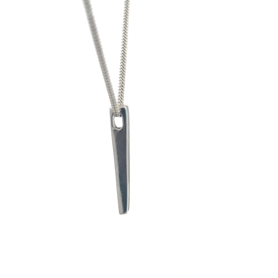 9ct white gold chain with 18ct 0.25 carat diamond pendant, showcasing a delicate jewelry piece with sparkling diamond detail.