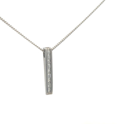 9ct white gold chain with an 18ct 0.25 carat diamond pendant, showcasing elegant jewelry design and sparkling diamond detail.