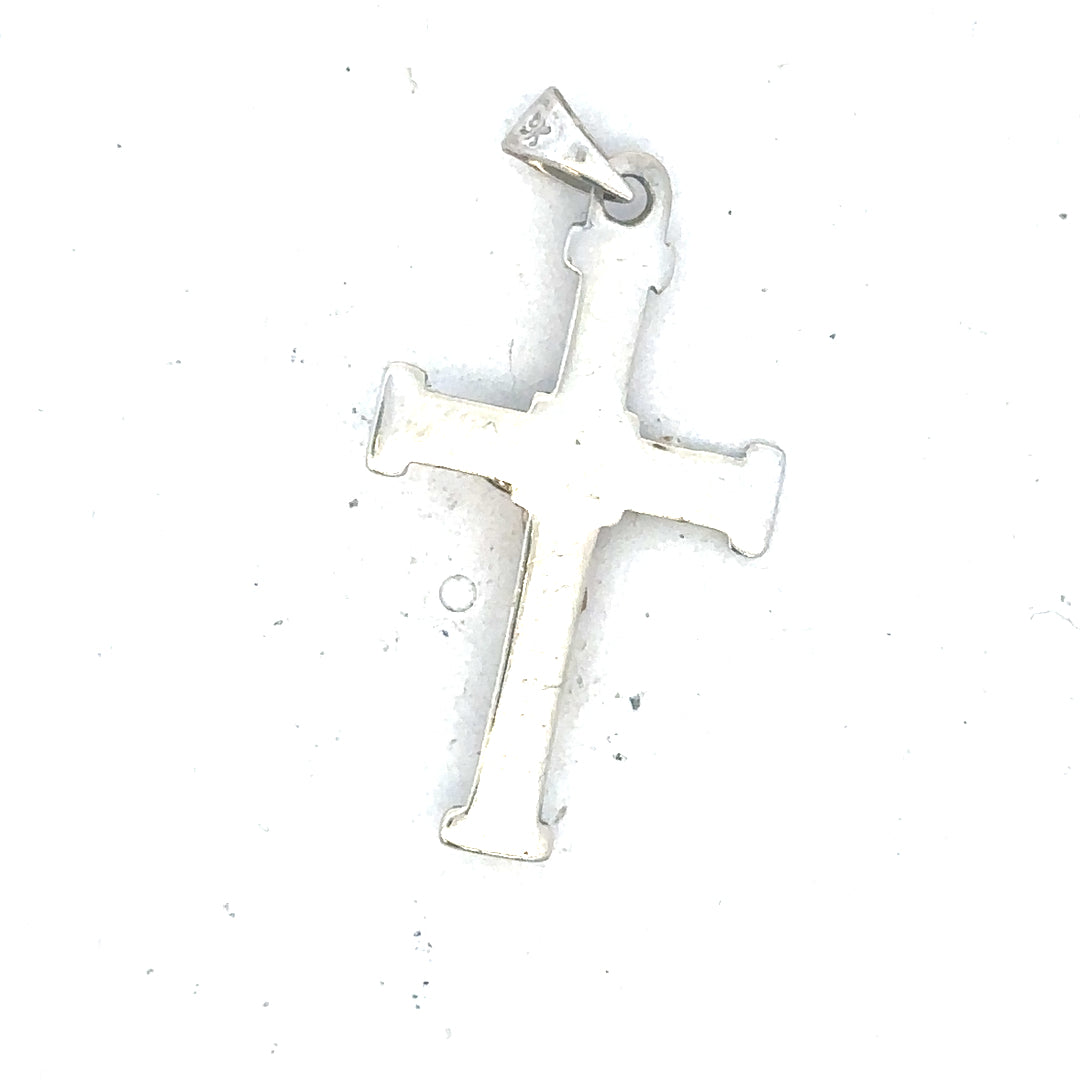 9ct white gold cross pendant weighing 1.7g, featuring a sleek design with polished finish, unbranded jewelry accessory.