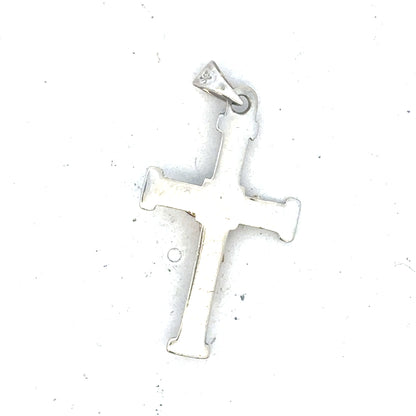 9ct white gold cross pendant weighing 1.7g, featuring a simple and elegant design, ideal for everyday jewelry.