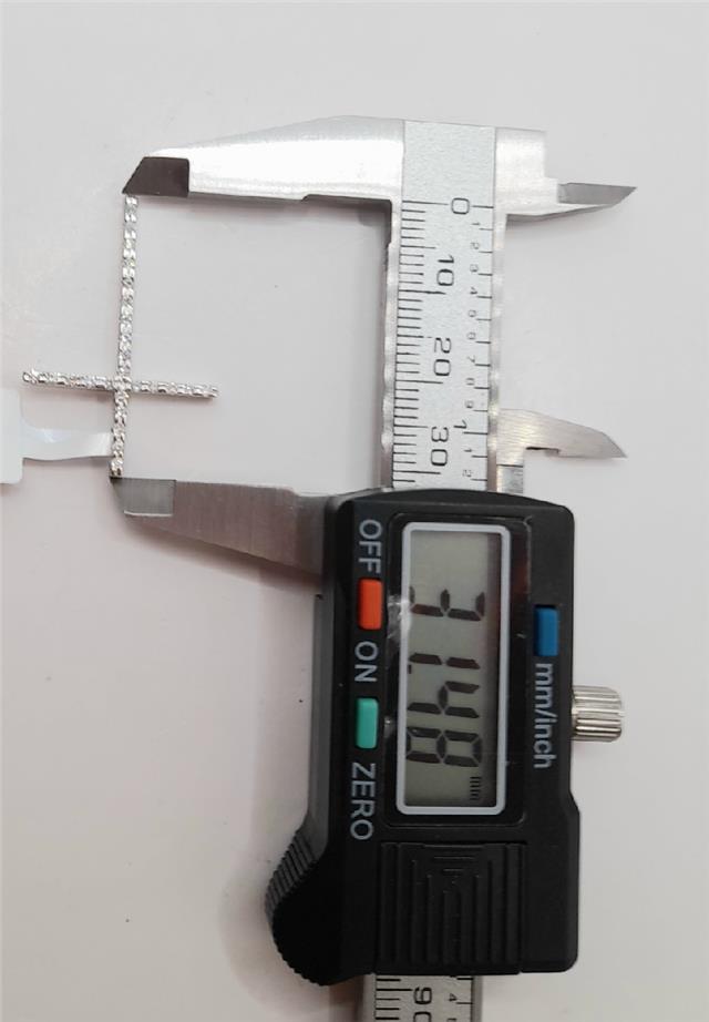 9ct white gold diamond cross pendant, unbranded, with sparkling diamonds, weight 2.1g, showcasing elegant jewelry design.