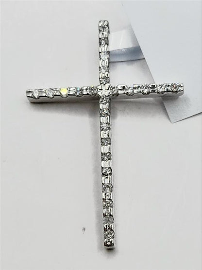 9ct white gold diamond cross pendant with sparkling diamonds, weighs 2.1g, elegant jewelry piece with detailed craftsmanship.