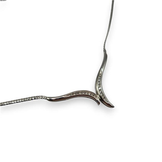 9ct white gold diamond necklace with sparkling diamonds, showcasing a delicate chain and elegant design.