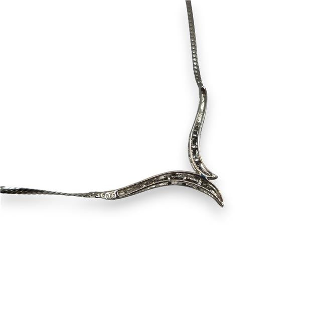 9ct white gold diamond necklace featuring a delicate chain and sparkling diamond pendant, elegant jewelry for special occasions.