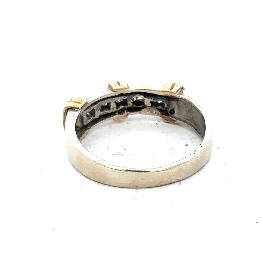 9ct white gold diamond ring with a sparkling central diamond and delicate band, showcasing elegant jewelry design.