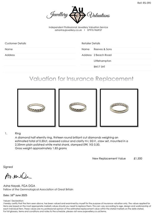 9ct white gold diamond ring with a central sparkling diamond, elegant unbranded jewelry design, shiny polished finish.