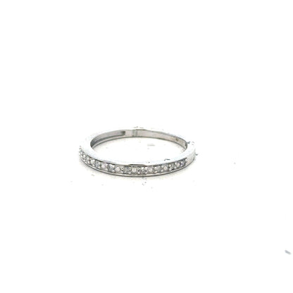 9ct white gold diamond ring size J1/2 with sparkling diamonds, showcasing elegant craftsmanship and a sleek, polished finish.