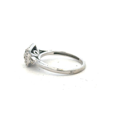 9ct white gold diamond ring in size K with sparkling diamonds, showcasing elegant jewelry craftsmanship.