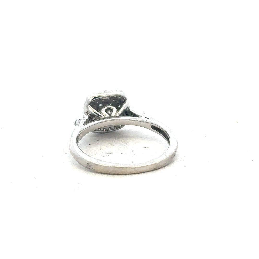 9ct white gold diamond ring in size K with sparkling diamonds, showcasing elegant jewelry craftsmanship.