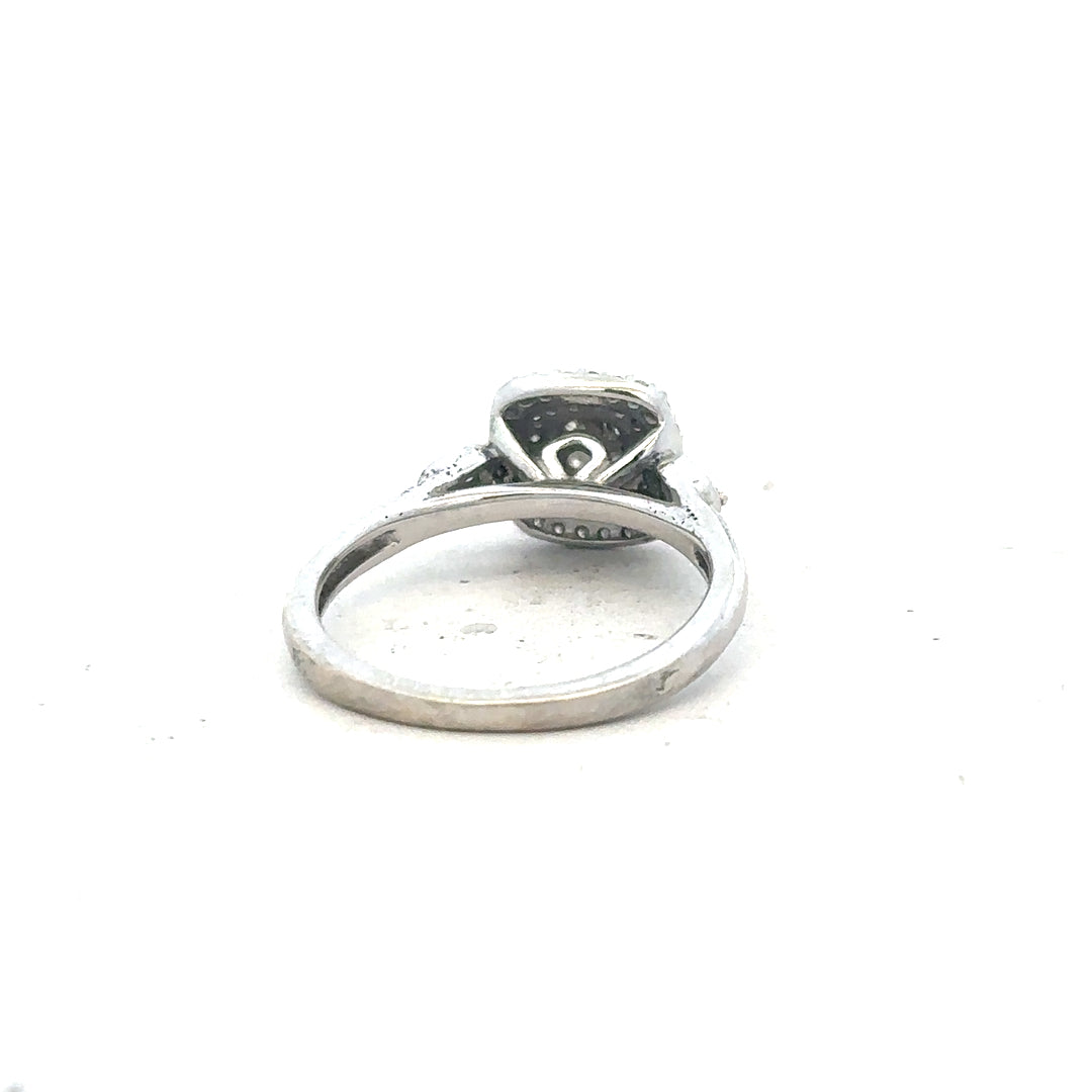 9ct white gold diamond ring in size K with sparkling diamonds, unbranded jewelry showcased in a close-up image.