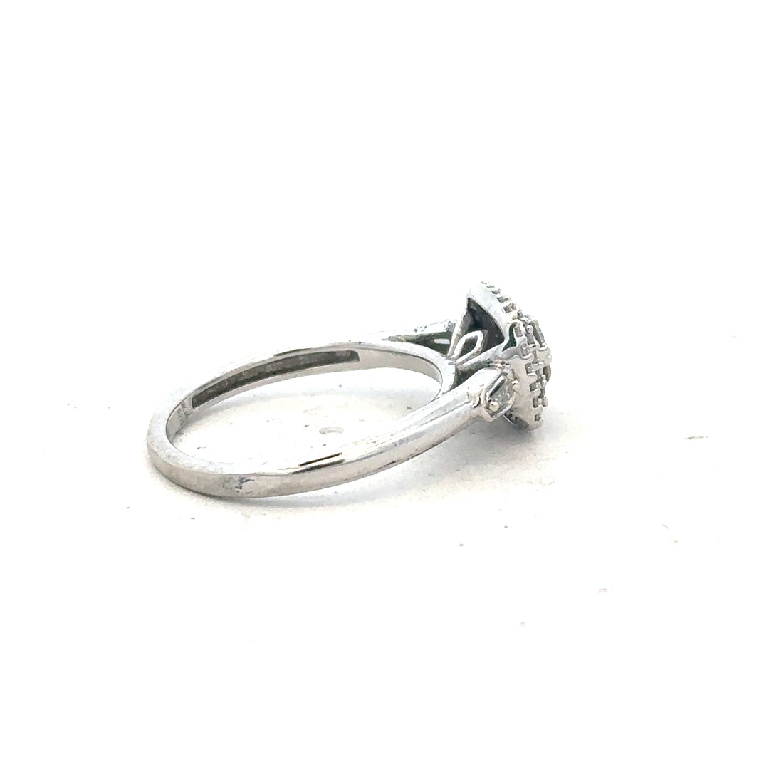 9ct white gold diamond ring size K with sparkling diamonds, showcasing elegant jewelry design and fine craftsmanship.