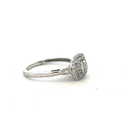 9ct white gold diamond ring in size K with sparkling diamonds, showcasing elegant jewelry craftsmanship.