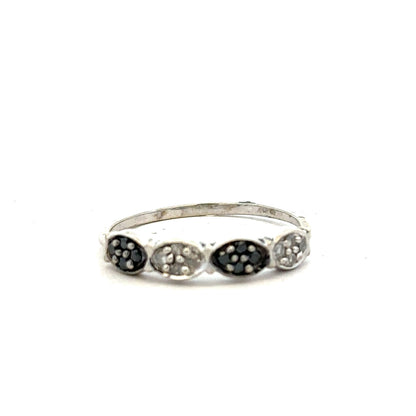9ct white gold diamond ring in size K1/2 featuring sparkling diamonds and a sleek band design.