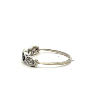 9ct white gold diamond ring size K1/2 featuring sparkling diamonds in a sleek, elegant band design.