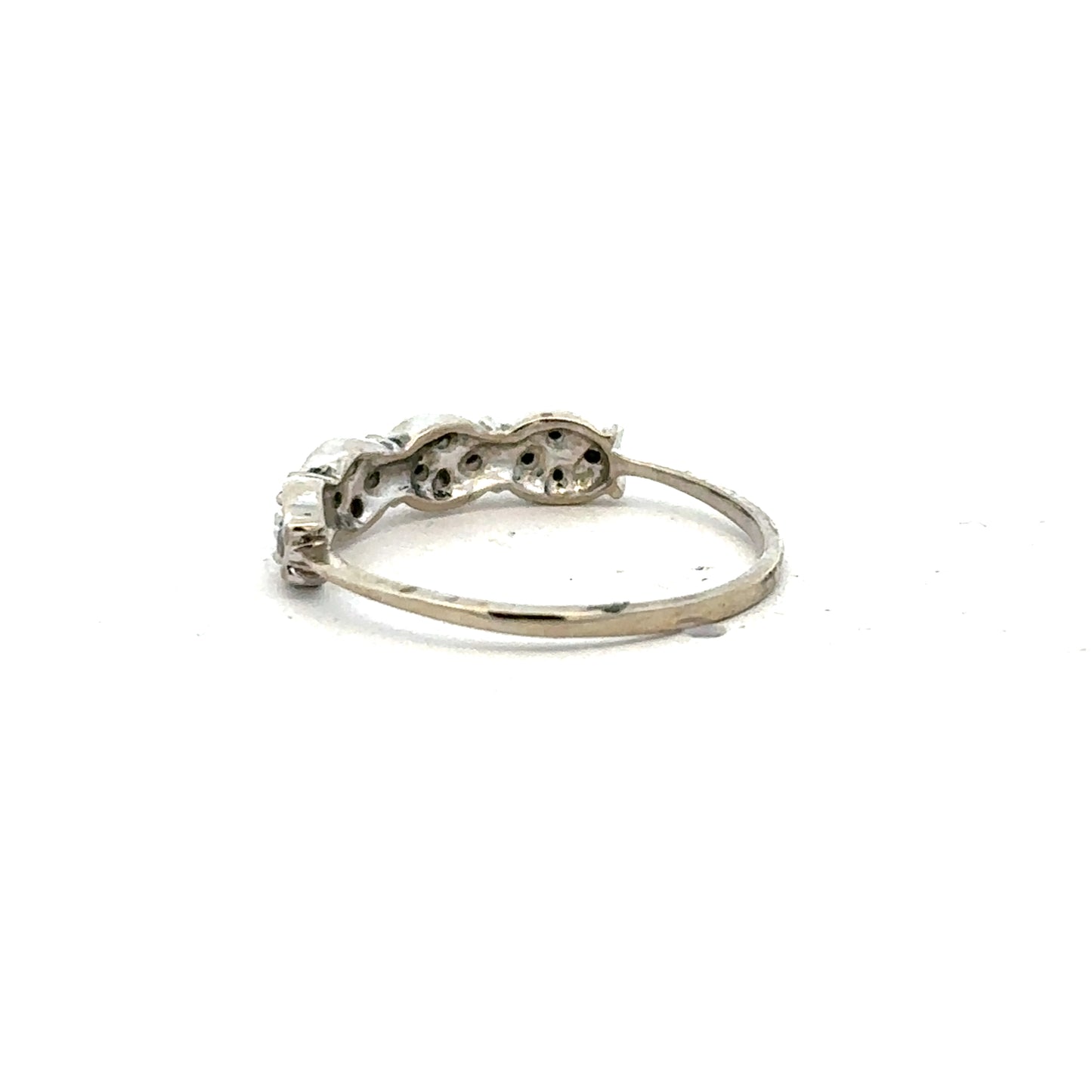 9ct white gold diamond ring in size K1/2 with sparkling diamonds, showcasing elegant jewelry design.