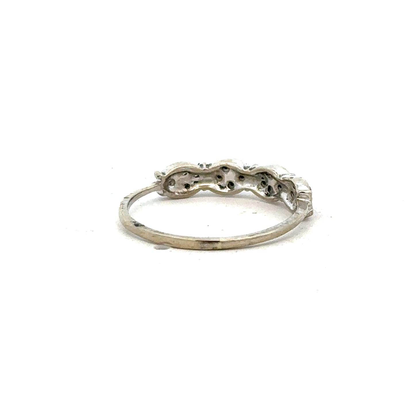 9ct white gold diamond ring in size K1/2 with sparkling diamonds, shown on a neutral background.