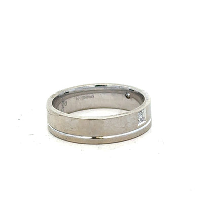 9ct white gold diamond ring size K1/2 with sparkling diamonds, showcased with a close-up of the elegant band design.