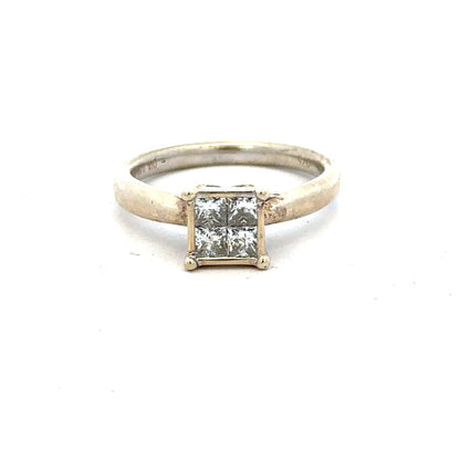 9ct white gold diamond ring in size L1/2, featuring a sparkling diamond centerpiece and elegant band design.
