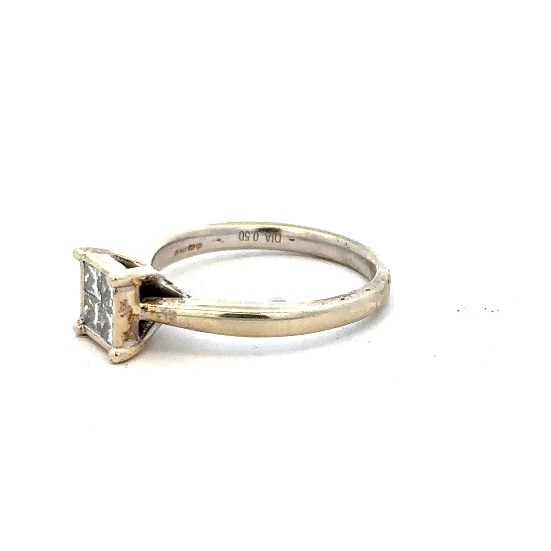 9ct white gold diamond ring in size L1/2, featuring a sparkling diamond setting and elegant design.