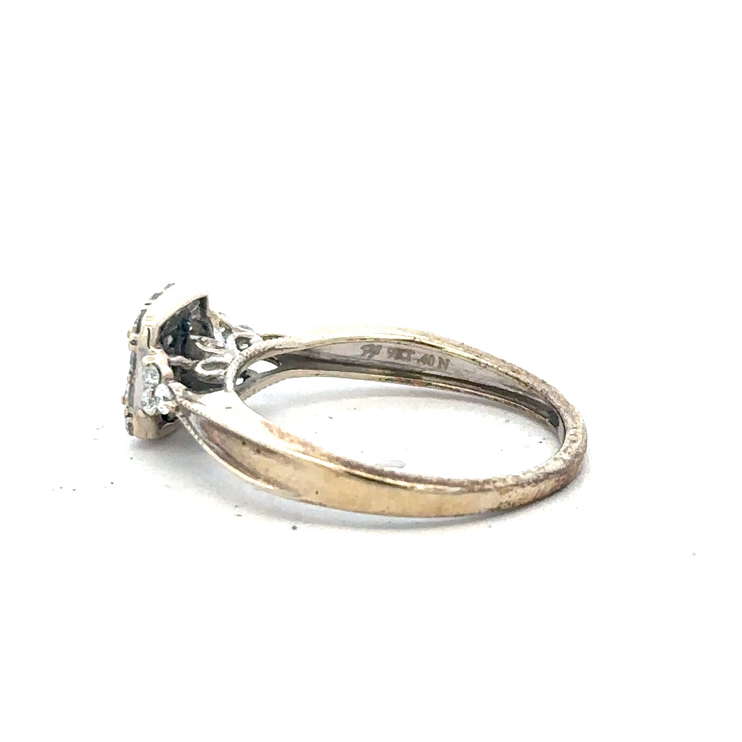 9ct white gold diamond ring in size N with 2.3g weight, featuring a sparkling diamond setting.