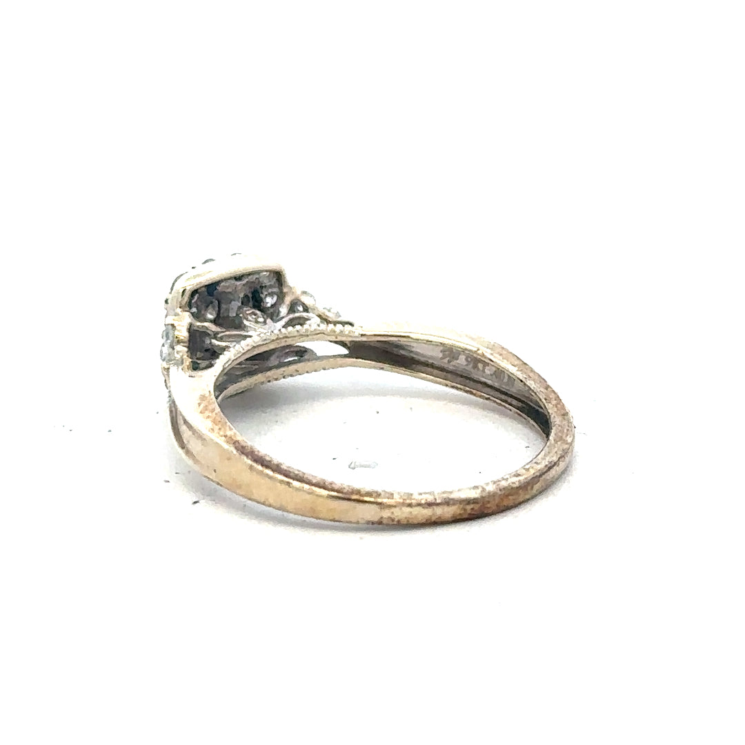 9ct white gold diamond ring size N with 2.3g, featuring sparkling diamonds on a sleek band.