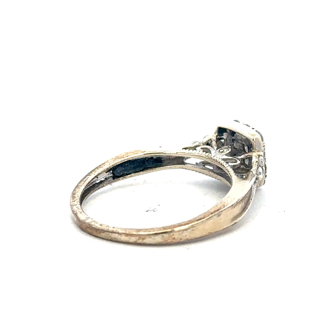 9ct white gold diamond ring in size N with 2.3g weight, featuring a sparkling diamond setting on a sleek band.
