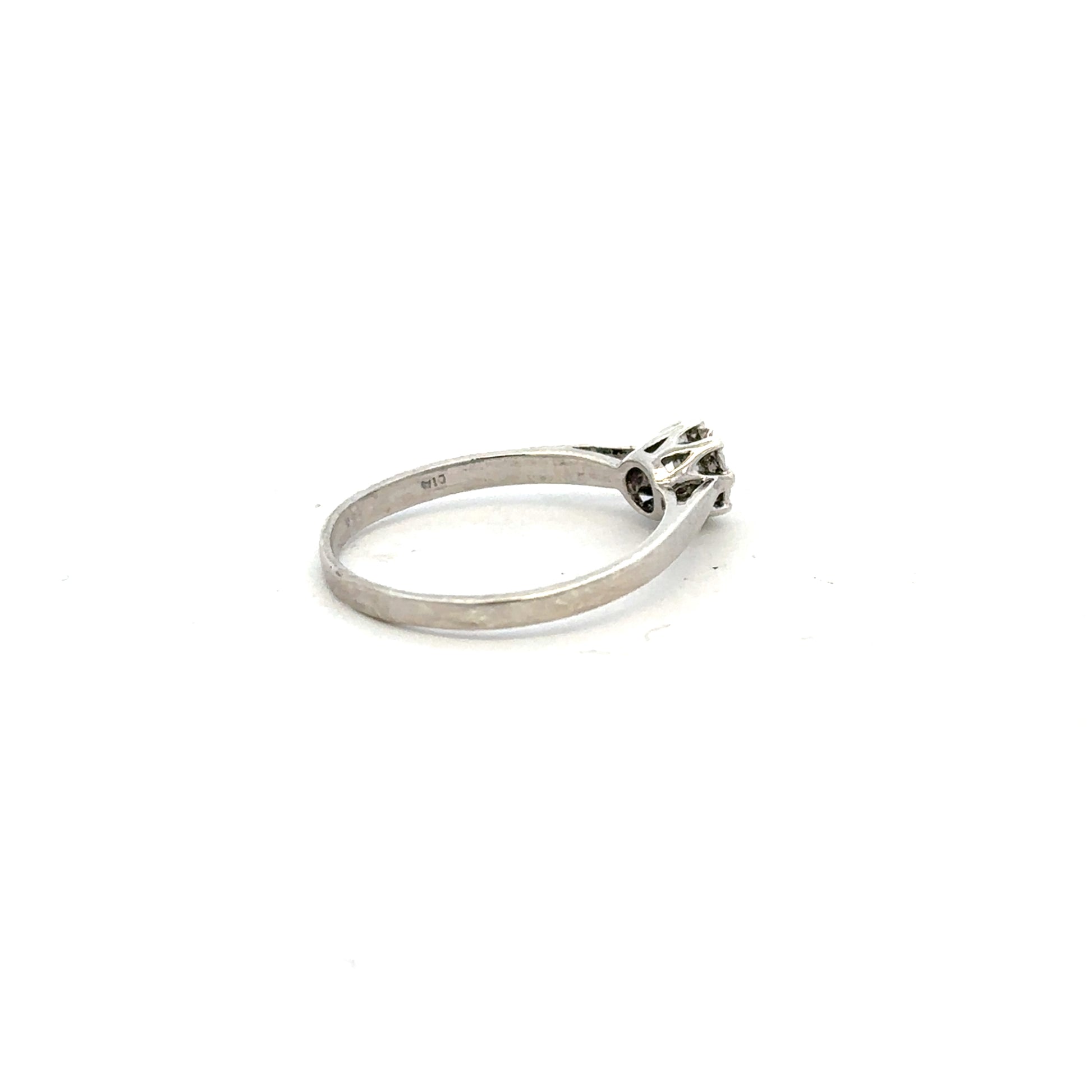 9ct white gold diamond ring in size N with sparkling diamonds, elegant jewelry piece.