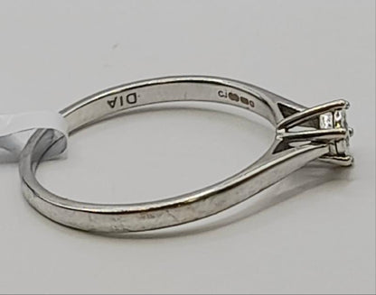 9ct white gold diamond ring in size N with sparkling diamonds, showcasing elegant jewelry craftsmanship.