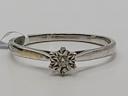 9ct white gold diamond ring in size N with sparkling diamonds, showcasing a classic and elegant design.