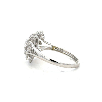 9ct white gold diamond ring in size N with sparkling diamonds, showcasing elegant jewelry design.