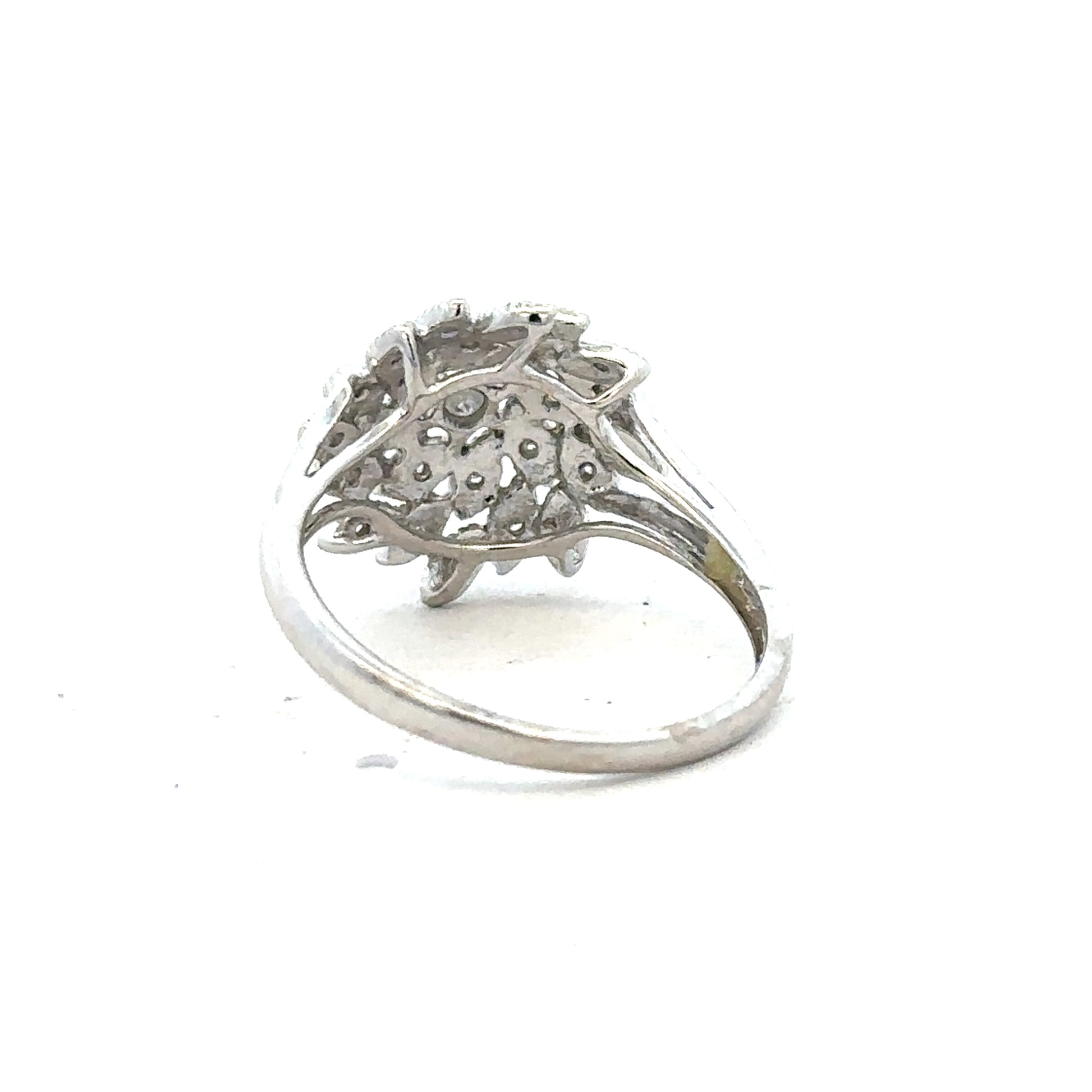 9ct white gold diamond ring size N with sparkling diamonds, showcasing a elegant and classic jewelry design.