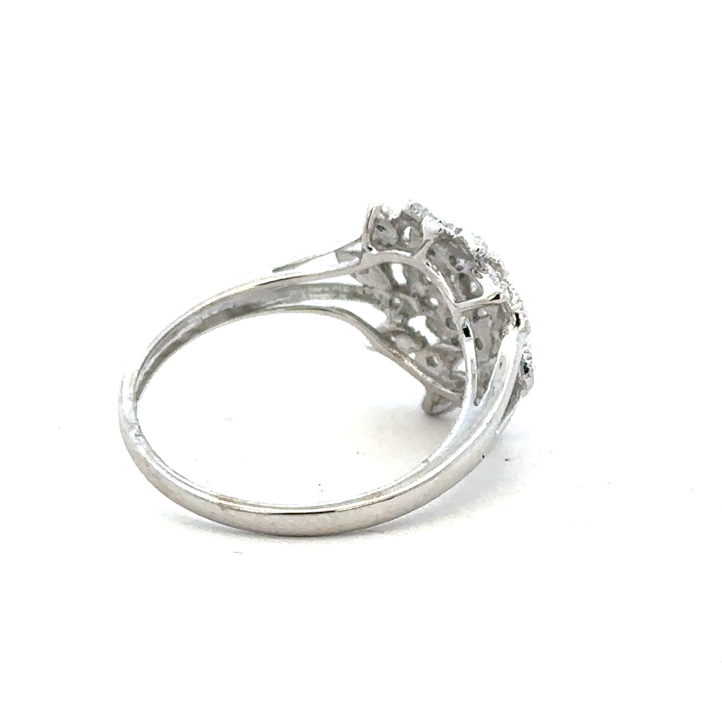 9ct white gold diamond ring size N with sparkling diamonds, showcasing a elegant and classic design.