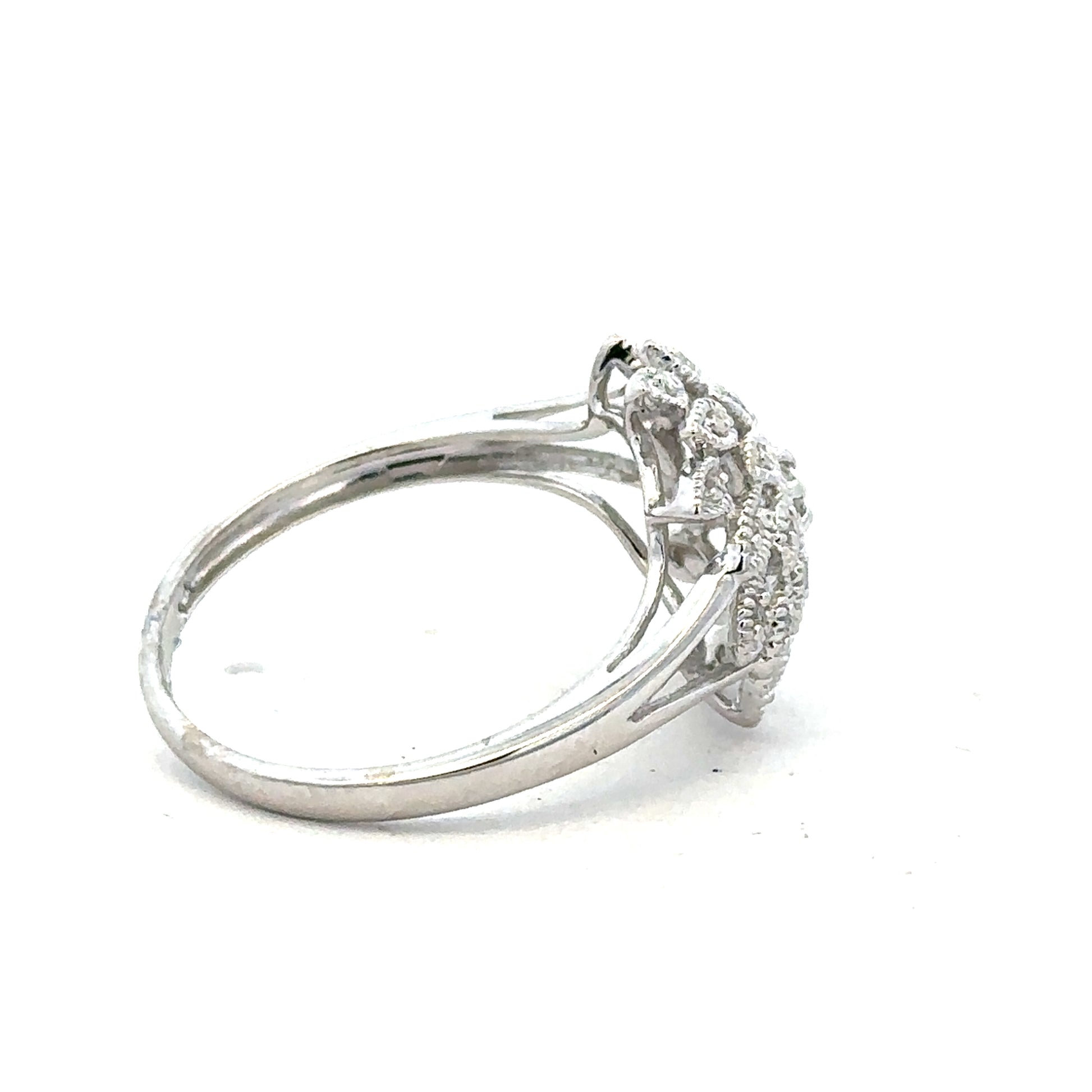 9ct white gold diamond ring in size N with sparkling diamonds, featuring a sleek and elegant design.