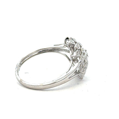 9ct white gold diamond ring in size N with sparkling diamonds, featuring a sleek and elegant design.