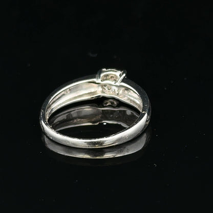 9ct white gold diamond ring in size N1/2 with sparkling diamonds, showcasing elegant jewelry design.