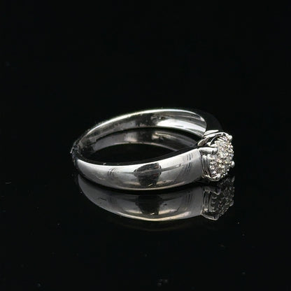 9ct white gold diamond ring in size N1/2 with sparkling diamonds, showcasing elegant jewelry design.